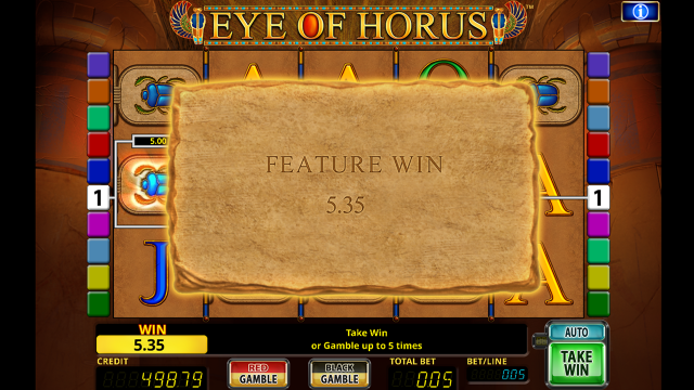 Характеристики слота Eye Of Horus 6