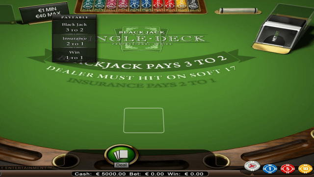 Игровой интерфейс Single Deck Blackjack Professional Series 1